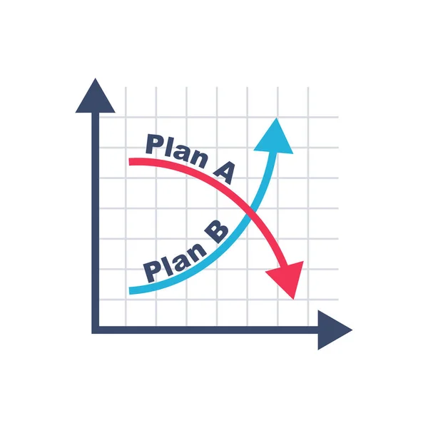 Plano A e plano B na tabela financeira. Gráfico em quadro negro —  Vetores de Stock