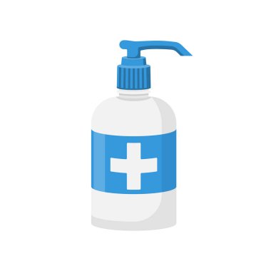 Dezenfektan düz ikon. Plastik pompa şişesinde sıvı sabun