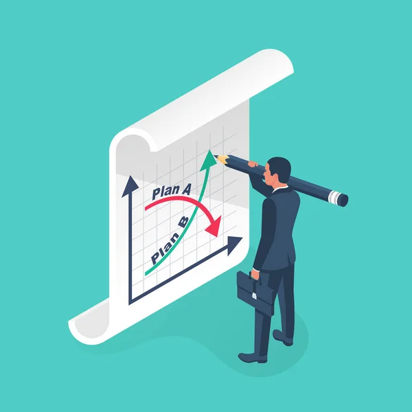 Plan A und Plan B auf dem Finanzplan. Grafik auf Tafel — Stockvektor