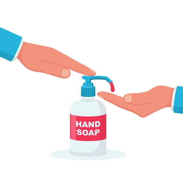 Disinfectant flat icon. Liquid soap in plastic pump bottle — Stock Vector