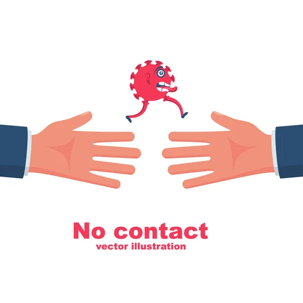 Bacteria Hand Coronavirus Transmitted Handshake Gesture Physical Contact Vector Illustration — Stock Vector