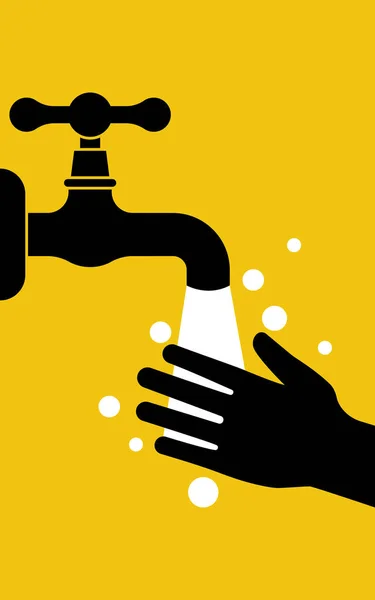Elleri yıkamak için indirme sayfası siyah siluet simgesi — Stok Vektör