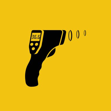 Black silhouette digital non-contact infrared thermometer clipart