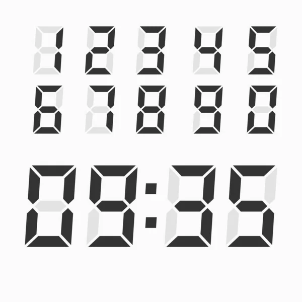 Elektronische Zahlen. Digitale Zahlen. Nummernsatz für LCD-Elektronikgeräte — Stockvektor