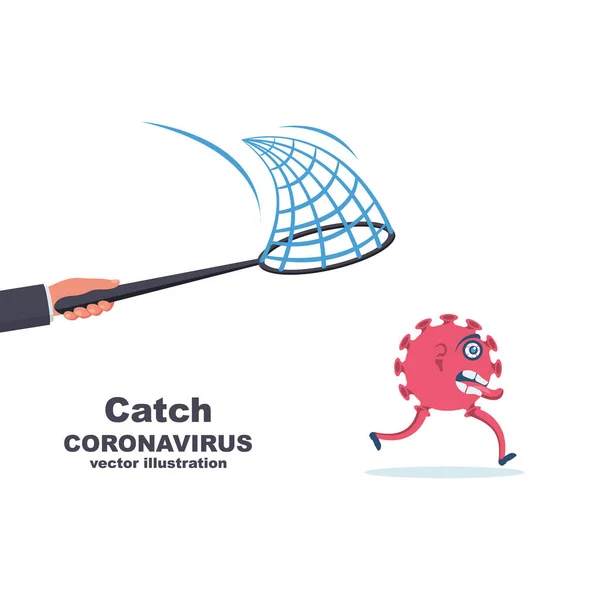 Menangkap konsep coronavirus. Menjalankan coronavirus - Stok Vektor
