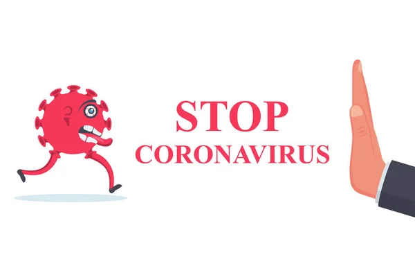 Detener Concepto Coronavirus Virus Los Topes Humanos Covid Con Una — Vector de stock