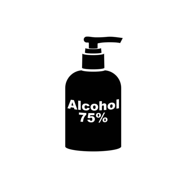 Černá Ikona Láhev Antibakteriálního Alkoholu75 Hygienický Přípravek Mytí Rukou Hygienický — Stockový vektor
