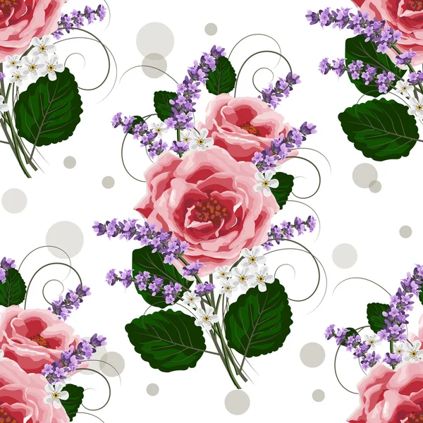 Patrón floral sin costuras con flores — Vector de stock