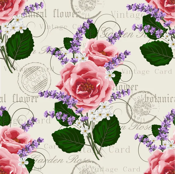 Carte vintage avec fleurs — Image vectorielle