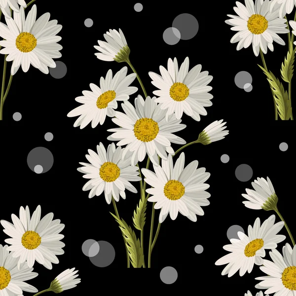 Sömlöst mönster med tusensköna blommor — Stock vektor