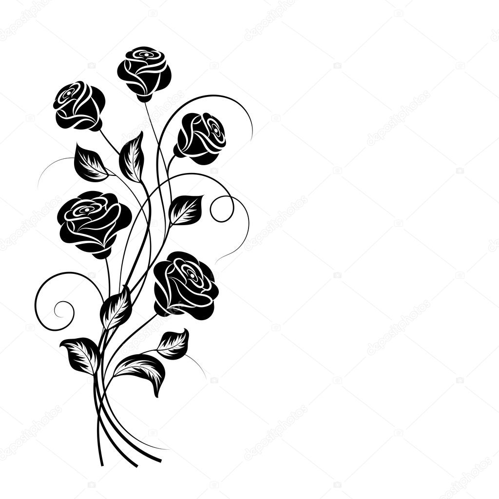 Simple floral background in black and white