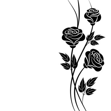 Simple floral background in black and white clipart
