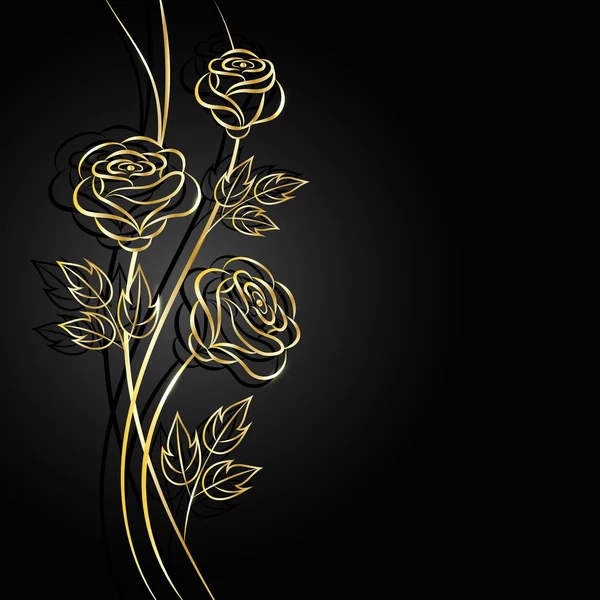 Fleurs dorées avec ombre sur fond sombre . — Image vectorielle
