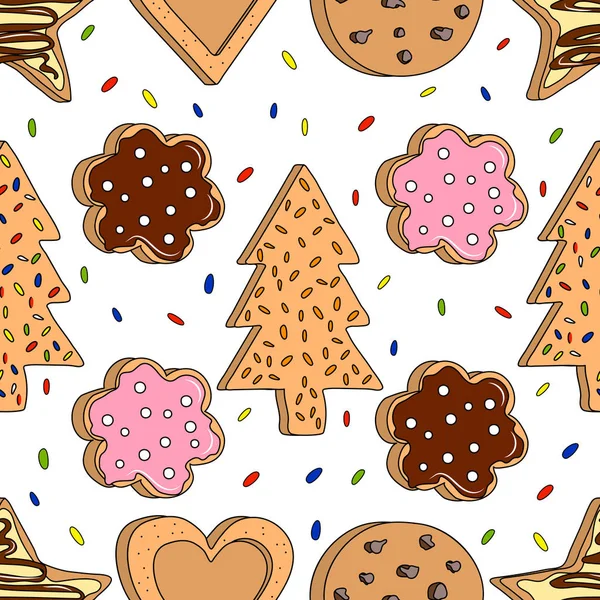 Sömlöst mönster med cookies — Stock vektor
