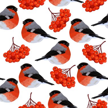 Rowan ve bullfinches ile Seamless Modeli