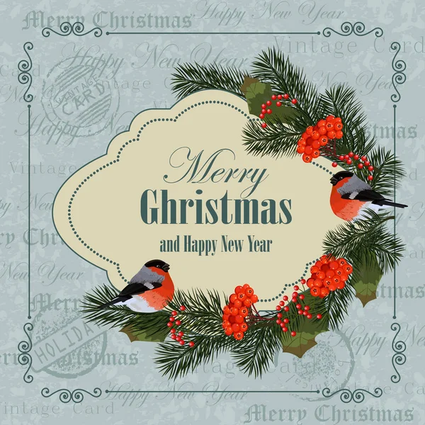 Christmas and New Year greeting card. — Stock Vector