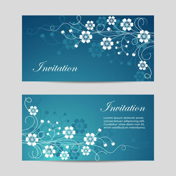 Set horizontale banners met bloemen — Stockvector