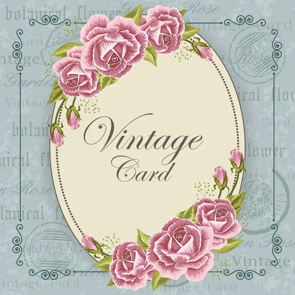 Tarjeta Vintage con flores — Vector de stock