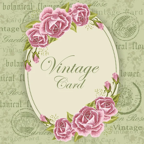 Cartão vintage com flores — Vetor de Stock