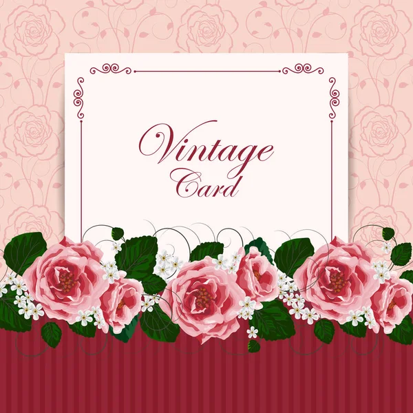 Carte vintage avec fleurs — Image vectorielle