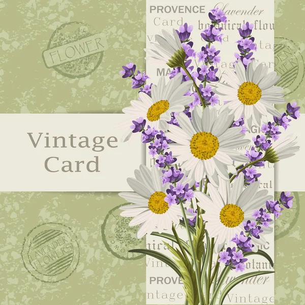 Vintage-Karte mit Blumen — Stockvektor