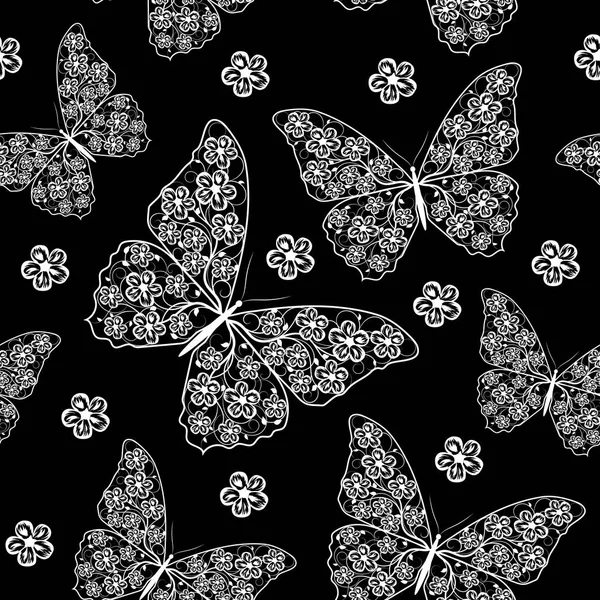 Kelebekler ile güzel seamless modeli — Stok Vektör