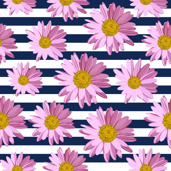 Motif sans couture avec des fleurs de marguerite — Image vectorielle