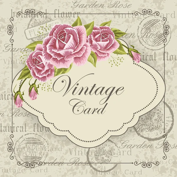 Tarjeta Vintage con flores — Vector de stock