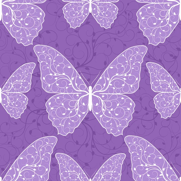 Schöne nahtlose Muster mit Schmetterlingen — Stockvektor