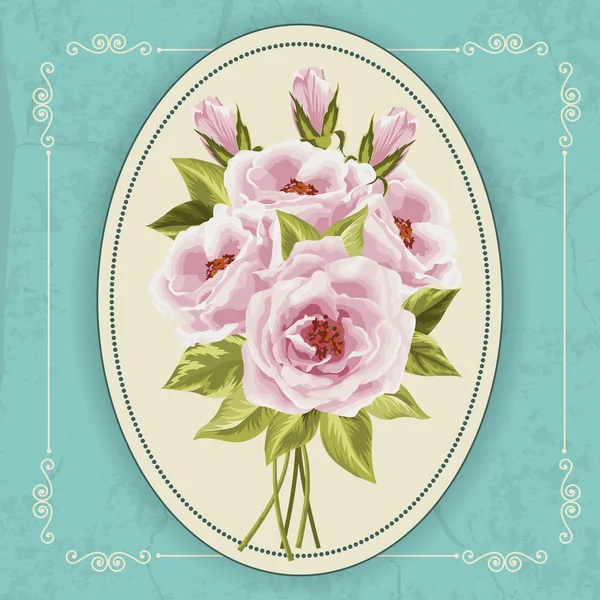Cartão vintage com flores — Vetor de Stock