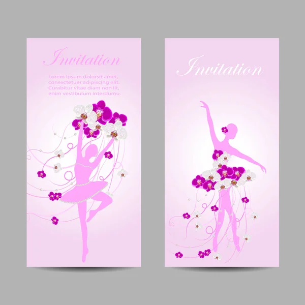 Conjunto de banners vetoriais com bailarinas — Vetor de Stock