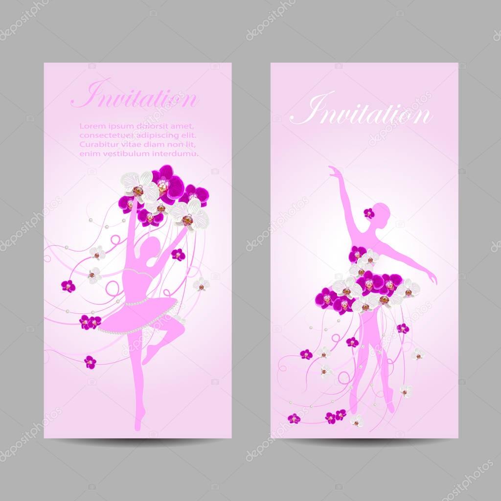 Set of vector banners with ballerinas