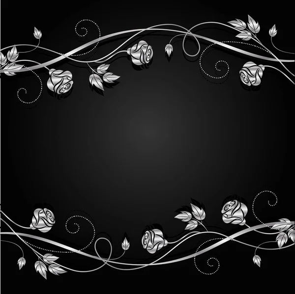 Flores de plata con sombra sobre fondo oscuro . — Vector de stock