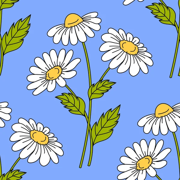 Naadloos patroon met madeliefjes bloemen — Stockvector