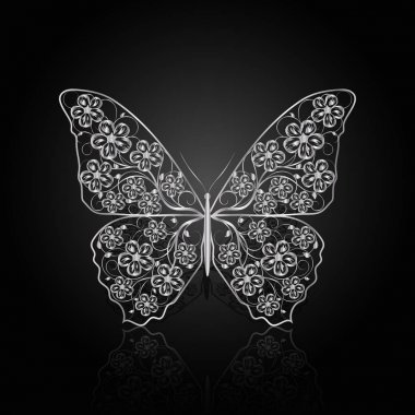 Çiçek desenli gümüş kelebek.