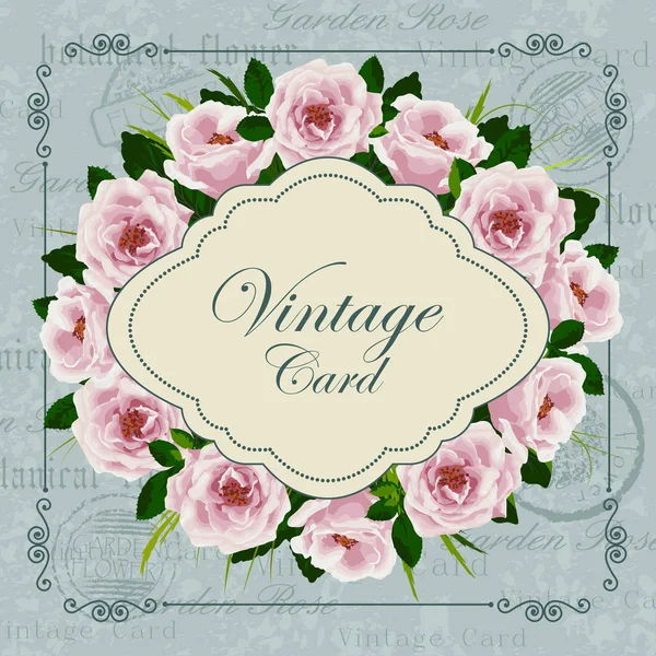Çiçekli Vintage kartı — Stok Vektör