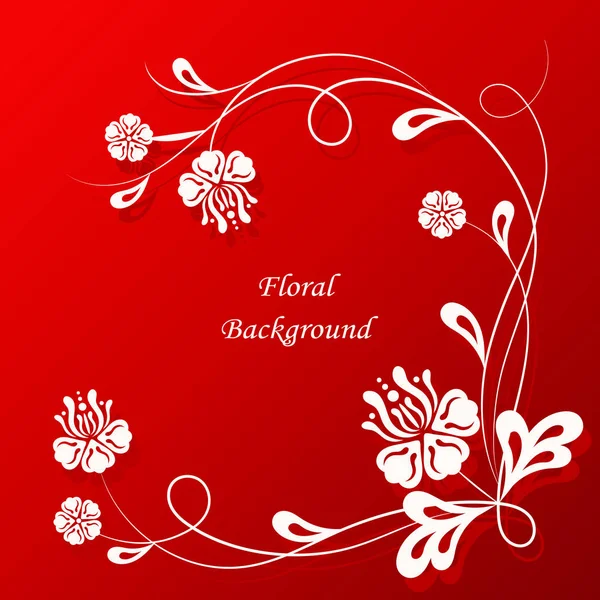 Beautiful floral pattern on red background — Stock Vector