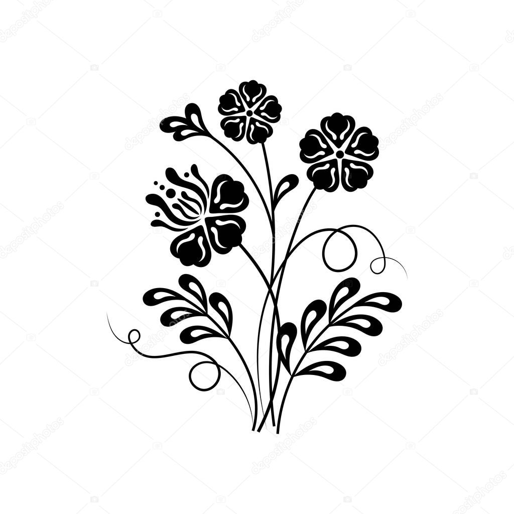 Beautiful floral background in black and white