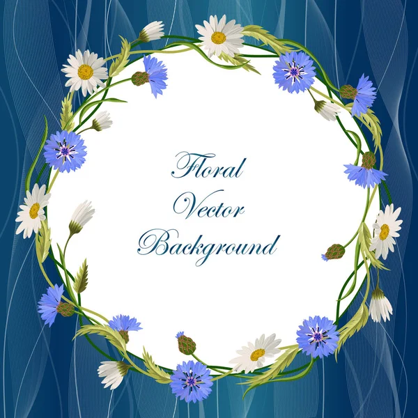 Krans frame met wilde bloemen — Stockvector