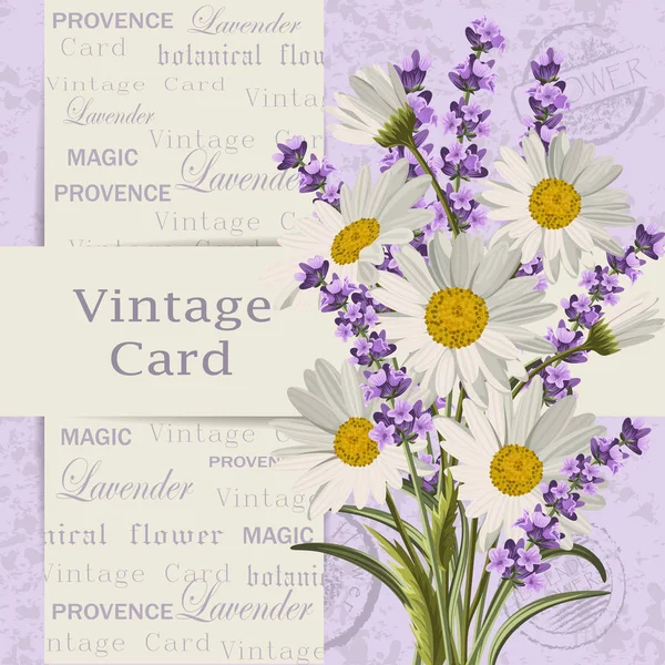 Vintage-Karte mit Blumen — Stockvektor