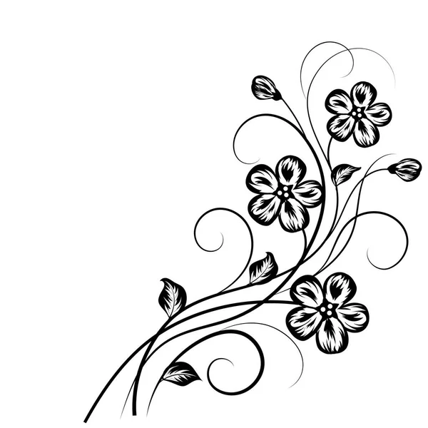 Fondo floral en blanco y negro — Archivo Imágenes Vectoriales