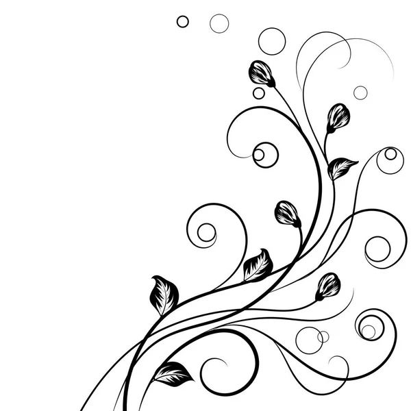 Fondo floral en blanco y negro — Vector de stock