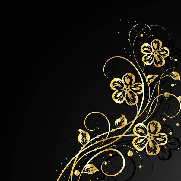 Золотые цветы с тенью на темном фоне
.