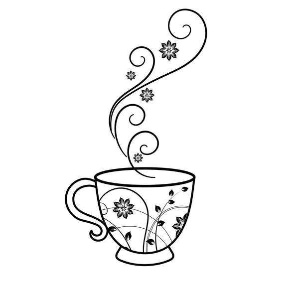 Taza con elementos de diseño floral . — Vector de stock