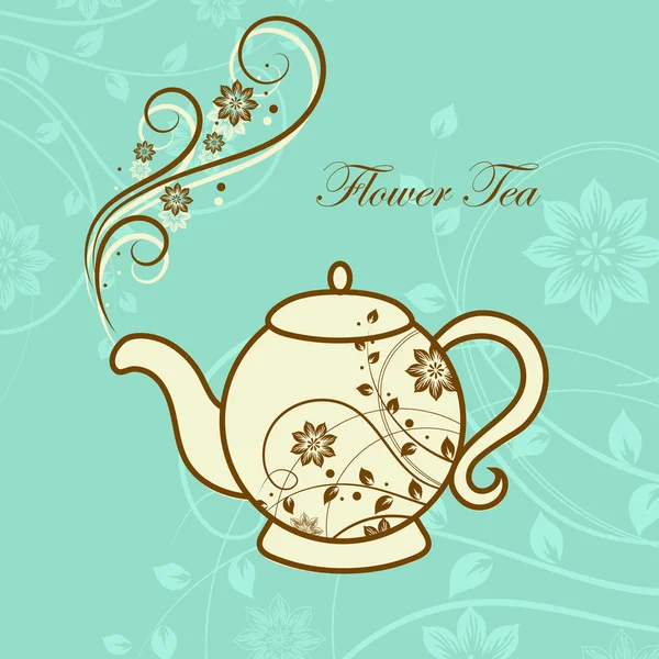 Teapot with floral design elements. — Stock Vector