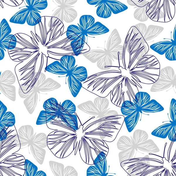Seamless mönster med färgade fjärilar. Vektorillustration — Stock vektor