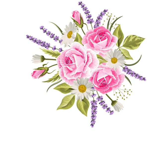 Розовые и лавандовые цветы на белом фоне. Векторная иллюстрация — стоковый вектор