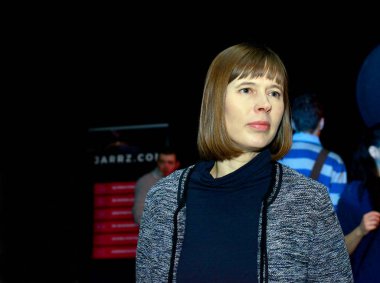 TALLINN, ESTONIA - APRIL 1, 2017: Estonian President KERSTI KALJULAID at the conference.