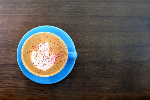 Taza Café Grande Con Leche Mesa Madera Capuchino Bebida Café — Foto de Stock