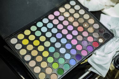 Makyaj renkli göz farı ve dudak parlatıcısı palet